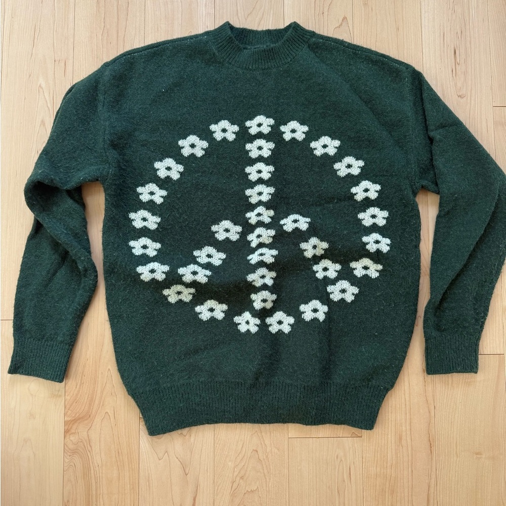 Green Peace Sign Sweater
